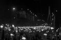 Latvian LacplÃâsa day 11.november torchlight procession. Torches lit, people go for a walk